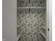 This closet showcases stylish patterned wallpaper and neat shelving, blending functionality with a touch of elegance at 1604 Stacy Lynn Dr, Indianapolis, IN 46231