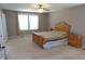 Comfortable main bedroom with plush carpeting, a ceiling fan, and large windows for natural light at 2219 Stone Manor Ct, Avon, IN 46123