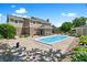 Spacious backyard with gunite pool, poolhouse and screened porch of the home's exterior at 28 Hudson Bay Ln, Greenwood, IN 46142