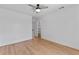 Bright bedroom with hardwood floors, neutral colors, and ceiling fan at 28 Hudson Bay Ln, Greenwood, IN 46142