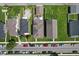 Aerial view of rooftops in a residential neighborhood, showcasing street parking at 2919 Macpherson Ave, Indianapolis, IN 46205