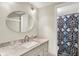 Bathroom featuring a vanity with an oval mirror and shower at 3002 Horse Hill W Dr, Indianapolis, IN 46214