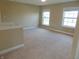 The image presents a bonus room with neutral walls, carpet flooring, and natural light from two windows at 6836 Eagle Crossing Blvd, Brownsburg, IN 46112