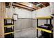 Unfinished basement featuring exposed ceiling, concrete walls, and storage shelves at 6843 Black Cherry Ter, Brownsburg, IN 46112