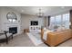 Cozy living room with fireplace, large windows, and stylish decor is great for entertaining guests at 7239 Barrett Dr, Brownsburg, IN 46112