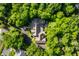 Stunning aerial view of a home nestled amidst lush trees, showcasing its privacy and natural surroundings at 7406 N Washington Blvd, Indianapolis, IN 46240
