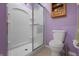 Shower stall and toilet area of bathroom; bright and clean at 8644 S Tibbs Ave, Indianapolis, IN 46217
