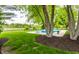 Well-maintained backyard with mature trees, an in-ground pool, and a fenced perimeter at 10554 Hyde Park, Carmel, IN 46032