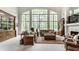 Bright living room with large windows, comfortable seating, and stylish decor at 10554 Hyde Park, Carmel, IN 46032