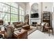 Spacious living room with large windows offering great views, and comfortable furniture at 10554 Hyde Park, Carmel, IN 46032