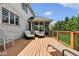 Large wood deck with lounge chairs, string lights and wrought iron railing for relaxation and enjoyment at 13868 Broad Mdw, Carmel, IN 46032