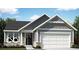 Charming single-story home with a gray exterior, a two-car garage and stone veneer accents at 14928 Garden Mist Pl, Fishers, IN 46037