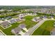 Areal view of a residential area showing houses, streets, and green spaces at 3622 S Setting Sun Ln, New Palestine, IN 46163