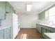 Spacious kitchen with white appliances and green cabinets at 370 N Bazil Ave, Indianapolis, IN 46219