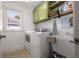 Well-equipped laundry room with modern washer, dryer, and utility sink at 3781 S Station Dr, Columbus, IN 47203