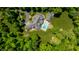 Aerial view showcasing a secluded estate with a pool and lush green surroundings at 4242 Watson Rd, Greenwood, IN 46143