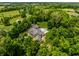 Lush estate featuring a swimming pool and a fire pit surrounded by mature trees at 4242 Watson Rd, Greenwood, IN 46143