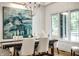 Elegant dining room featuring modern chandelier, neutral color scheme, and natural light at 4242 Watson Rd, Greenwood, IN 46143