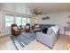 Inviting living room with bright windows, sleek furniture, and a contemporary ceiling fan at 4482 Priscilla Ave, Indianapolis, IN 46226