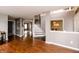 Inviting living room featuring hardwood floors, a staircase, and an open floor plan at 450 Columbia Ct, Greenwood, IN 46142