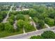 Aerial view of a tree-lined neighborhood with houses, barn, and spacious yards at 5330 W 56Th St, Indianapolis, IN 46254