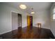 Bright bedroom with a closet, wood floors and recessed lighting at 5388 W Hazelrigg Rd, Thorntown, IN 46071