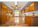 Spacious kitchen with custom wood cabinets, wooden countertops and modern appliances at 5388 W Hazelrigg Rd, Thorntown, IN 46071
