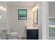 Bathroom featuring a modern vanity and a glass shower with chrome fixtures at 6348 W 750 N, McCordsville, IN 46055