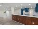 Bright kitchen with blue cabinets, a butcher block countertop, and an open layout concept at 6348 W 750 N, McCordsville, IN 46055