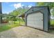 Side view of an outbuilding with a porch and a garage door, next to main house at 6348 W 750 N, McCordsville, IN 46055