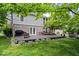 Large backyard featuring a spacious deck, patio with a fire pit, and lush greenery for outdoor living at 7345 Monon Cir, Indianapolis, IN 46256