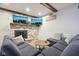 Bright living room featuring tile floors, a sectional sofa, and a fireplace with mounted televisions at 7910 Teel Way, Indianapolis, IN 46256