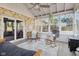 Cozy sunroom features stone wall, neutral decor and plenty of natural light at 7910 Teel Way, Indianapolis, IN 46256