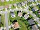 Overhead of a suburban neighborhood showcasing well-maintained lawns and tree-lined streets at 8644 N Deer Crossing Blvd, McCordsville, IN 46055