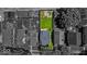 Overhead view of home with green lawn and fenced yard; lot lines do not represent survey at 405 N Drexel Ave, Indianapolis, IN 46201