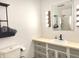 Functional bathroom with a vanity featuring Hollywood lights, a clean sink, and a shower, designed for everyday convenience at 5200 N Leslie Dr, Muncie, IN 47304