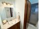 Well-lit bathroom with sink vanity and walk-in shower at 641 Lawndale Dr, Plainfield, IN 46168