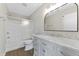 Bathroom featuring a shower over tub combination and a vanity with a white marble countertop at 8158 S Firefly Dr, Pendleton, IN 46064