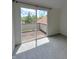 Bedroom slider opens to private balcony with wood decking and neighborhood views at 9655 Cedar Cove Ln, Indianapolis, IN 46250