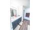 Contemporary bathroom featuring double sinks, a walk-in shower, and modern fixtures at 1021 Boots Trl, Greenfield, IN 46140