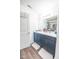 Modern bathroom featuring double sinks, a walk-in shower, and modern fixtures at 1021 Boots Trl, Greenfield, IN 46140