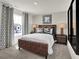 Cozy bedroom with a tufted headboard, stylish lamps, and an inviting window view at 11916 Vale St, Indianapolis, IN 46235