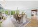 Bright dining room with a large table, patio access, and modern chandelier is perfect for Gathering meals at 12 Windridge St, Country Club Heights, IN 46011