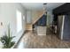 Modern kitchen featuring a stainless steel fridge, wooden island, and unique design elements at 1212 S Senate Ave, Indianapolis, IN 46225