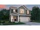 Charming two-story home with a mix of gray siding, stone accents, and well-manicured landscaping at 15338 Farrington Way, Fishers, IN 46037