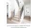 Elegant staircase featuring light wood treads, black metal balusters, and white risers and trim at 1713 Deer Creek Way, Columbus, IN 47201