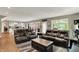 Living room with recliners, coffee table, and open access to kitchen and patio at 1860 Red Fox E Ct, Martinsville, IN 46151