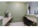 Charming office nook features granite counters, olive-green walls, and a sunny window at 18630 Goldwater Rd, Westfield, IN 46062
