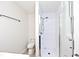 This bathroom features modern fixtures, a walk-in shower, and a clean aesthetic, ideal for relaxation and rejuvenation at 19446 Ethan Allen Ln, Westfield, IN 46074