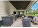 Outdoor kitchen and seating area with modern grill and cozy furniture on a covered patio at 20400 Chatham Hills Blvd, Westfield, IN 46074